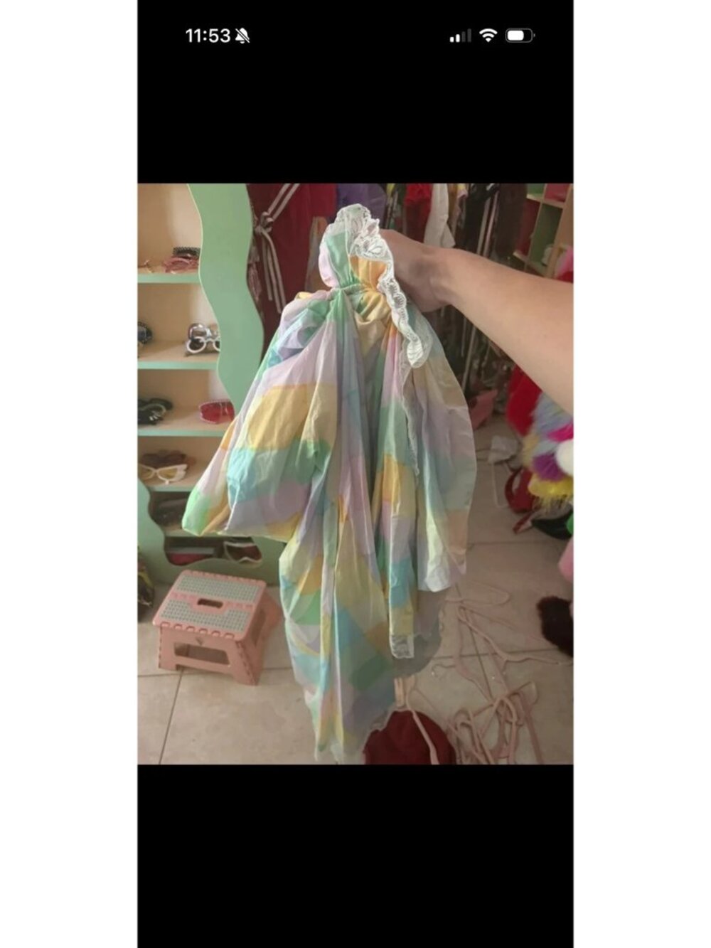 Selkie multi color pastel tournure dress skirt attachment Tournure